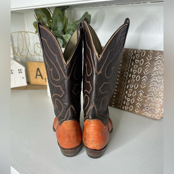 Vintage Larry Mahan Cowboy Boots Women’s 6.5B Brown Leather Western Boots USA - Picture 6 of 10
